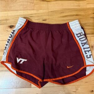 Nike Women's Burgundy and Orange Virginia Tech Athletic Running Shorts